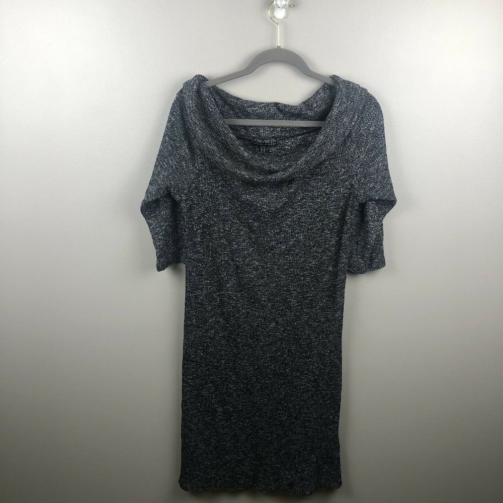Forever 21 Women's Marled Off Shoulder Gray Dress - Picture 2 of 5
